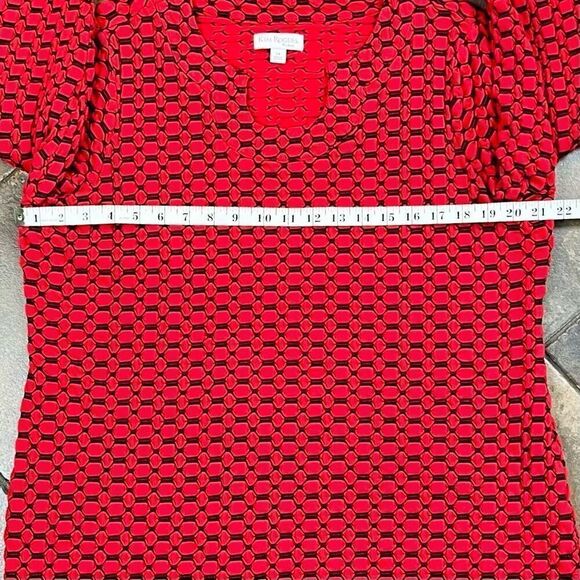 Kim Rogers 3/4 Sleeve Red Black Geometric Polka Dot Blouse 2X - Picture 5 of 9